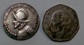 CRH 07 13 2017 1 Panama Medio Balboa, 1 Mexican Diez Peso.jpg