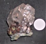 Calcite, Cave-in-Rock, Hardin Co., Illinois, US dime for size, natural light.JPG