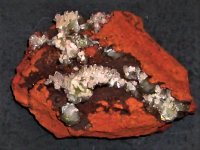 Adamite with Calcite, Ojuela mine, Mapimi, Durango, Mexico, FOV 2.5 in., natural light.JPG