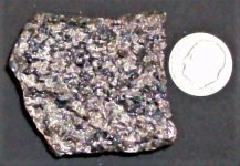 Willemite & Franklinite, Sterling Hill mine, Ogdensberg, Sussex Co., NJ, US dime for scale, na...JPG