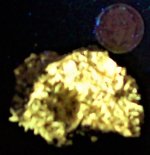 Aragonite, Ulea Deposit, Murcia, Spain, US dime for scale, LW 365nm.JPG