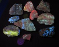 Selection of miniatures, Long Lake Zn mine, Canada,  SW 254nm.jpg