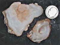 Chalcedony, North Slope, Saddle Mountain, West of Phoenix, Maricopa Co., AZ, US dime for scale...JPG