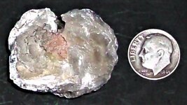 Polylithionite, Poudrette Qy., Mont St. Hilaire, Quebec, Canada, US dime for scale, natural li...JPG