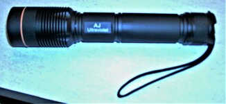 AJ Ultraviolet  SW single Cree bulb flashlight.JPG